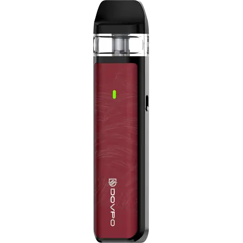 Dovpo Ayce Mini Pod Nacre Red Looking At Side View On Clear Background 