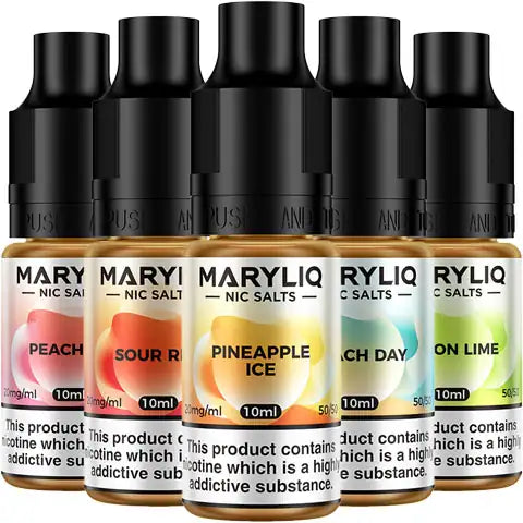 Lost Mary MaryLiq Nic Salt E-Liquids On White Background