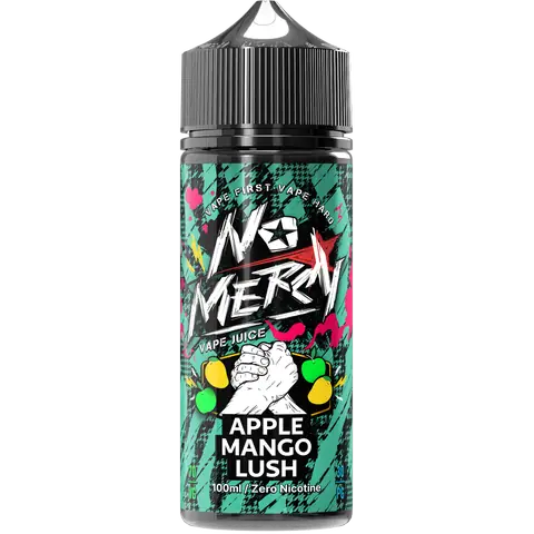 No Mercy Apple Mango Lush 100ml Vape Juice on black background
