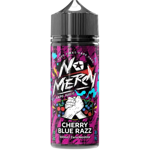 No Mercy cherry blue razz 100ml Vape Juice on black background