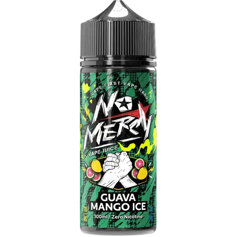 No Mercy guava mango ice 100ml Vape Juice on black background