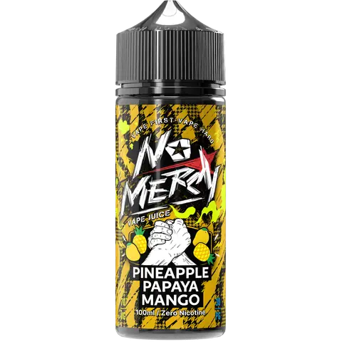 No Mercy pineapple papaya mango 100ml Vape Juice on black background