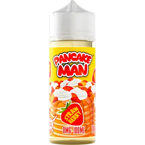pancake man 100ml strawberry bottle on a clear background