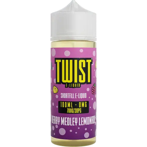 twist 100ml berry medley lemonade vape juice bottle on a clear background