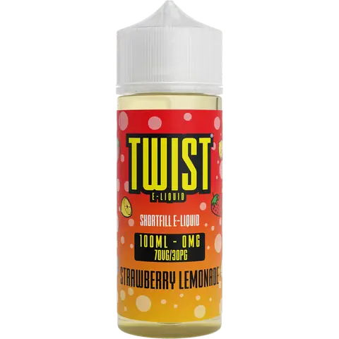 twist 100ml strawberry lemonade vape juice bottle on a clear background