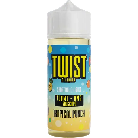 twist 100ml tropical punch vape juice bottle on a clear background