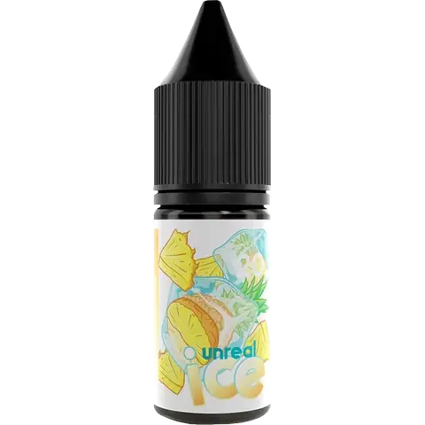 unreal ice 10ml nic salt bottle pineapple ice of vape juice on a clear background