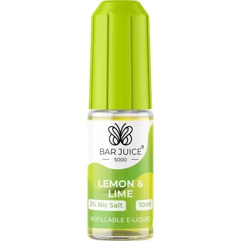 Bar Juice Nic Salt E-Liquids Lemon and Lime / 10mg On White Background