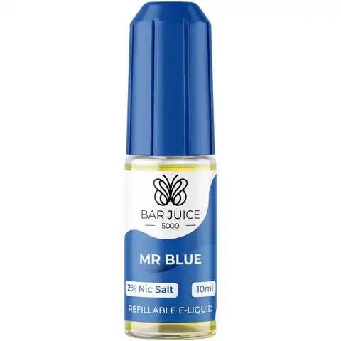 Bar Juice Nic Salt E-Liquids Mr Blue / 10mg On White Background