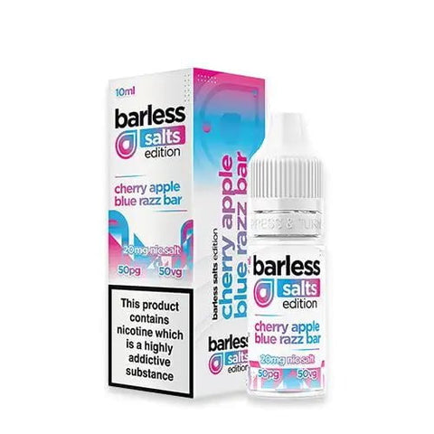 Barless Salts 10ml E-Liquids Cherry Apple Blue Razz / 10mg On White Background
