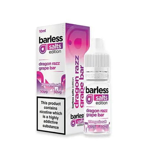 Barless Salts 10ml E-Liquids Dragon Razz Grape / 10mg On White Background