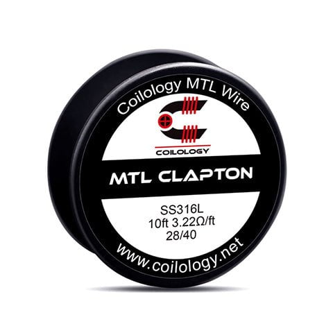 Coilology MTL Wire Spools 10ft MTL Clapton SS316l On White Background
