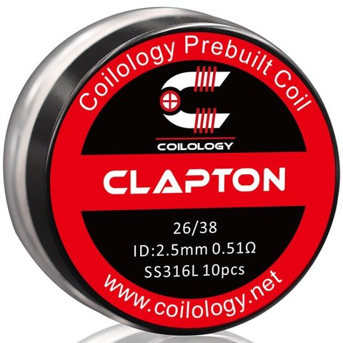 Coilology Prebuilt Performance Coils Clapton 26/38 0.51ohm ss 2.5mm ID On White Background