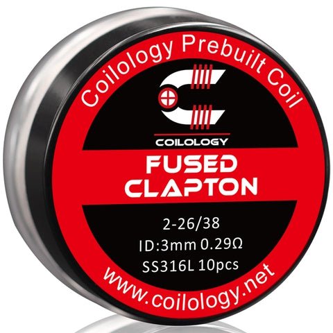 Coilology Prebuilt Performance Coils Fused Clapton 2-26/38 0.29ohm SS 3mm ID On White Background