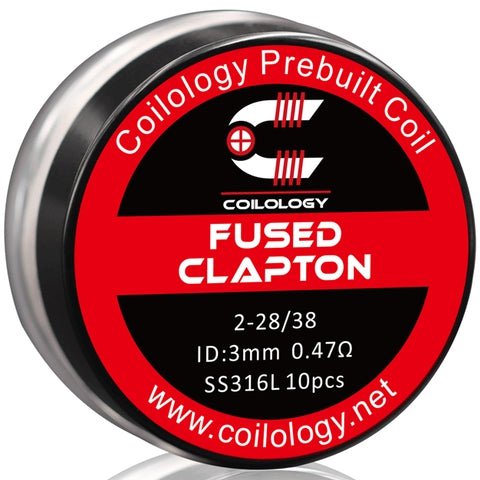 Coilology Prebuilt Performance Coils Fused Clapton 2-28/38 0.47ohm SS 3mm ID On White Background