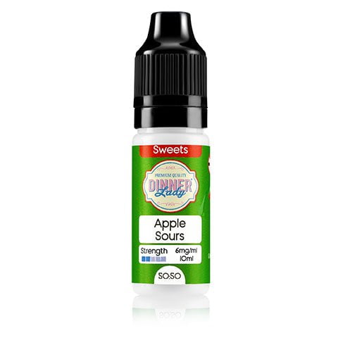 Dinner Lady Sweets 50/50 10ml E-Liquids 6mg / Apple Sours On White Background