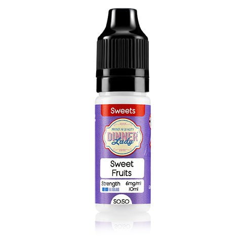Dinner Lady Sweets 50/50 10ml E-Liquids 6mg / Sweet Fruits On White Background