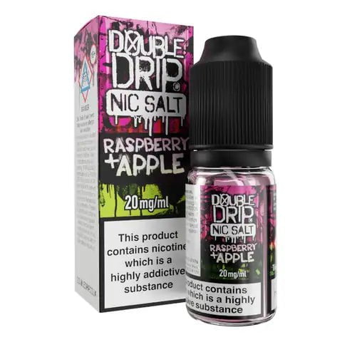 Double Drip E-Liquids 10ml Nic Salt Raspberry Apple / 10mg On White Background