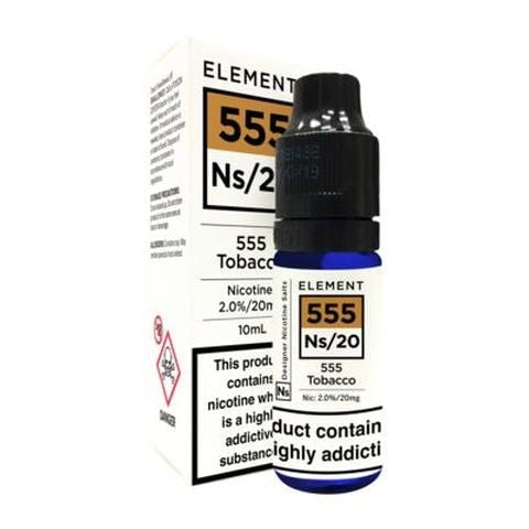 Element NS Nic Salt 10ml Juice Range 555 Tobacco / 5mg On White Background