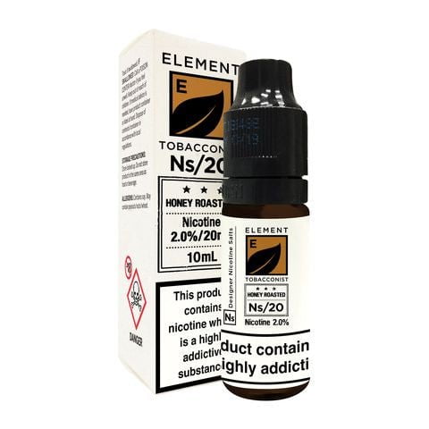 Element NS Nic Salt 10ml Juice Range Honey Roasted Tobacco / 5mg On White Background