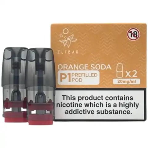 Elf Bar Mate P1 Prefilled Pods (2 Pods) Orange Soda On White Background