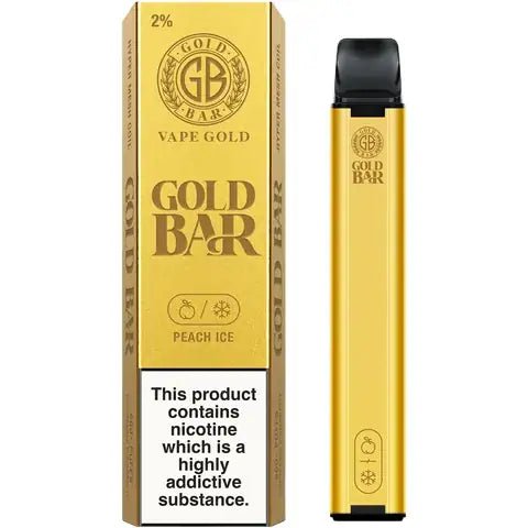 Gold Bar Disposable Vape Peach Ice On White Background