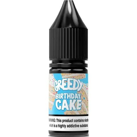 Greedy Bear 10ml Nic Salt E-Liquids 10mg / Birthday Cake On White Background
