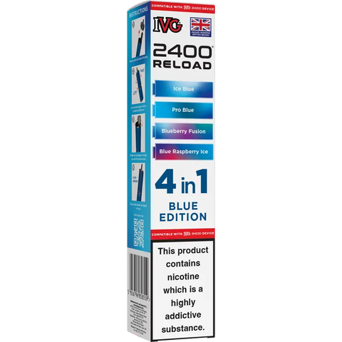 IVG 2400 Reload 4-in-1 Multi Flavour Prefilled Vape Pods Blue Edition