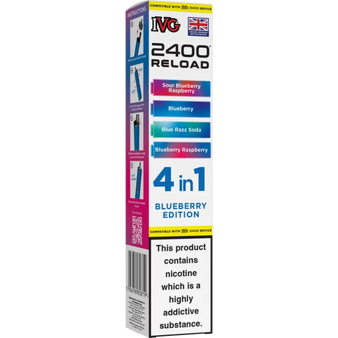 IVG 2400 Reload 4-in-1 Multi Flavour Prefilled Vape Pods Blueberry Edition