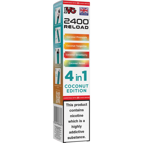 IVG 2400 Reload 4-in-1 Multi Flavour Prefilled Vape Pods Coconut Edition