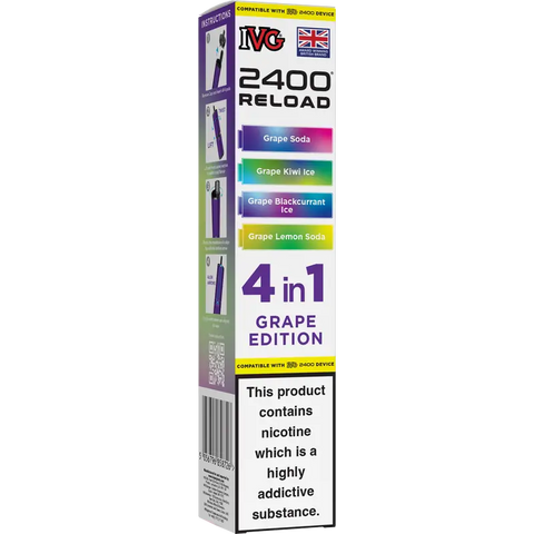 IVG 2400 Reload 4-in-1 Multi Flavour Prefilled Vape Pods Grape Edition