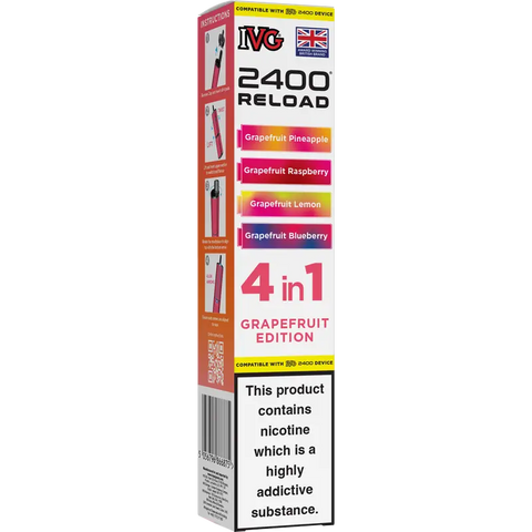 IVG 2400 Reload 4-in-1 Multi Flavour Prefilled Vape Pods Grapefruit Edition
