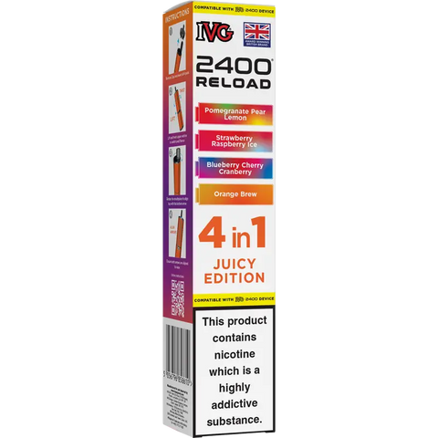 IVG 2400 Reload 4-in-1 Multi Flavour Prefilled Vape Pods Juicy Edition