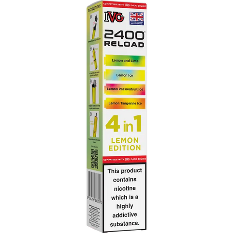 IVG 2400 Reload 4-in-1 Multi Flavour Prefilled Vape Pods Lemon Edition
