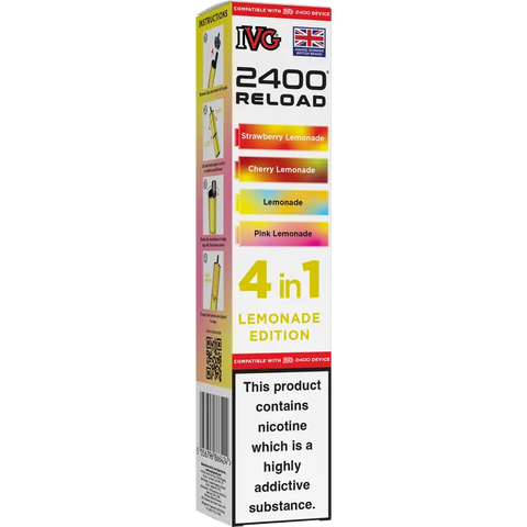 IVG 2400 Reload 4-in-1 Multi Flavour Prefilled Vape Pods Lemonade Edition