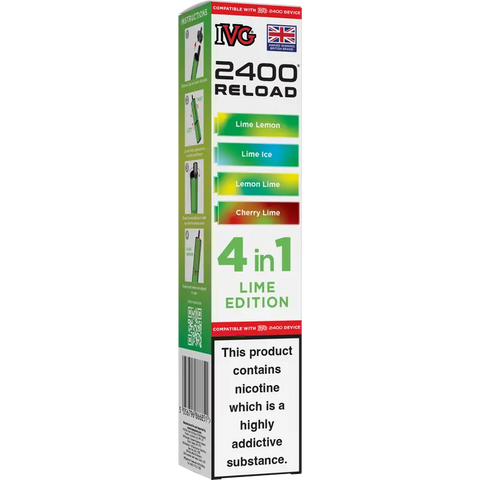 IVG 2400 Reload 4-in-1 Multi Flavour Prefilled Vape Pods Lime Edition