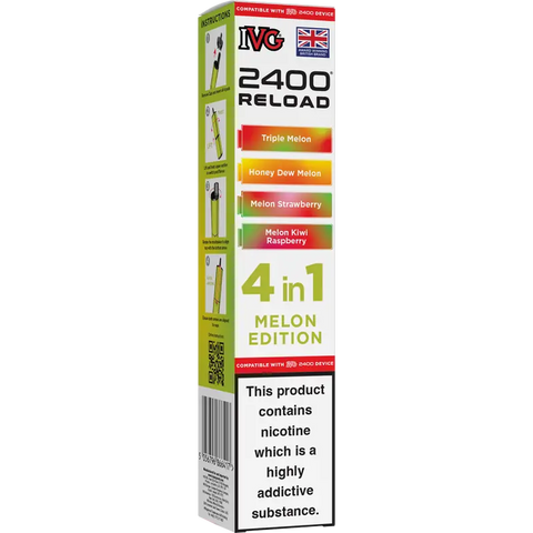 IVG 2400 Reload 4-in-1 Multi Flavour Prefilled Vape Pods Melon Edition