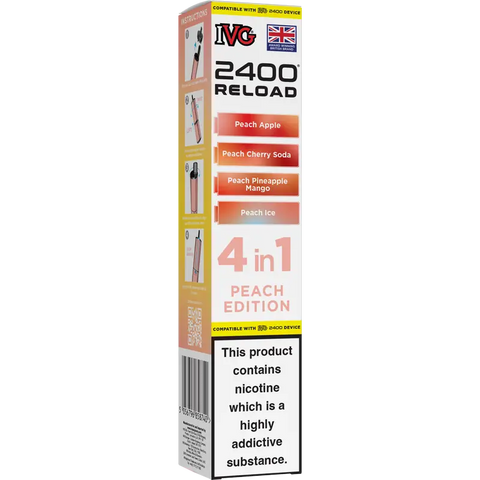 IVG 2400 Reload 4-in-1 Multi Flavour Prefilled Vape Pods Peach Edition