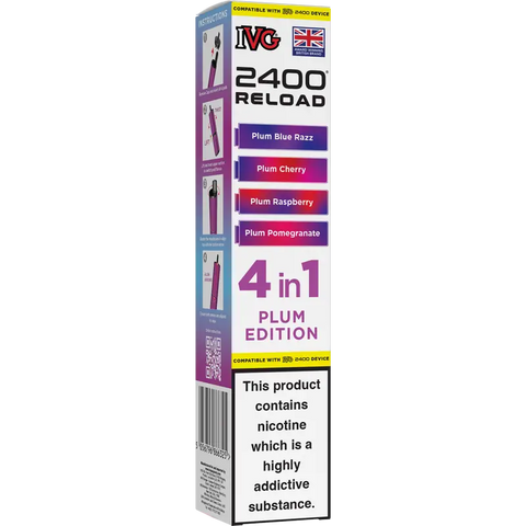 IVG 2400 Reload 4-in-1 Multi Flavour Prefilled Vape Pods Plum Edition