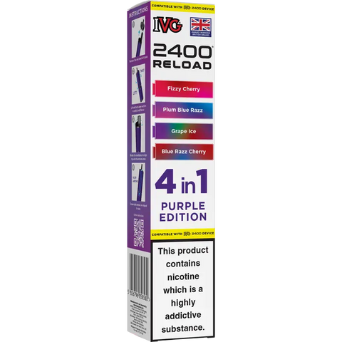 IVG 2400 Reload 4-in-1 Multi Flavour Prefilled Vape Pods Purple Edition