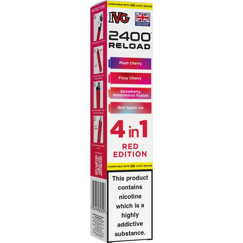 IVG 2400 Reload 4-in-1 Multi Flavour Prefilled Vape Pods Red Edition