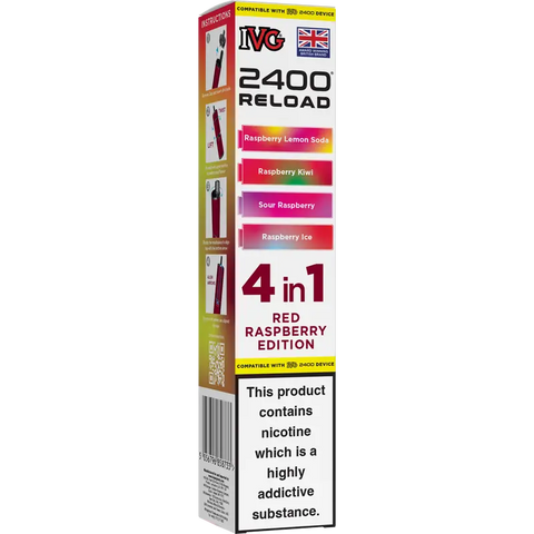 IVG 2400 Reload 4-in-1 Multi Flavour Prefilled Vape Pods Red Raspberry Edition