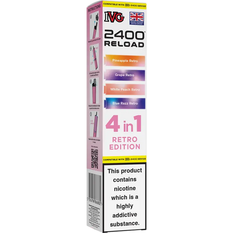 IVG 2400 Reload 4-in-1 Multi Flavour Prefilled Vape Pods Retro Edition