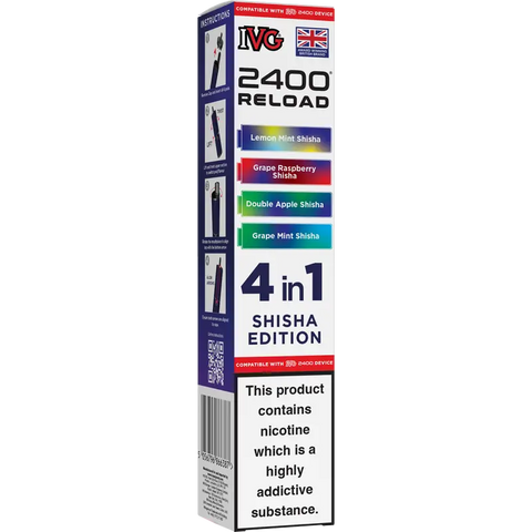 IVG 2400 Reload 4-in-1 Multi Flavour Prefilled Vape Pods Shisha Edition