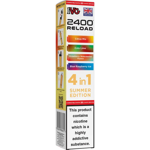 IVG 2400 Reload 4-in-1 Multi Flavour Prefilled Vape Pods Summer Edition