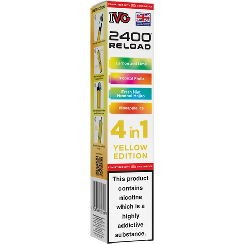 IVG 2400 Reload 4-in-1 Multi Flavour Prefilled Vape Pods Yellow Edition