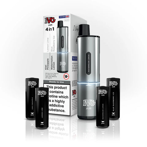 IVG Air 4 In 1 Rechargeable Pod Vape Kit Silver Edition