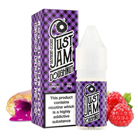 Just Jam 50/50 E-Liquids 10ml 3mg / Raspberry Doughnut On White Background