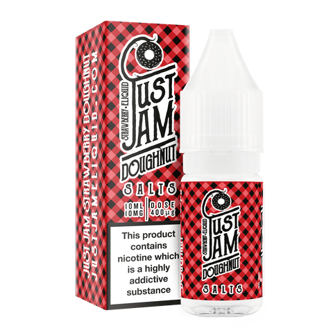 Just Jam Nic Salt E-liquids 10mg / Strawberry Doughnut On White Background