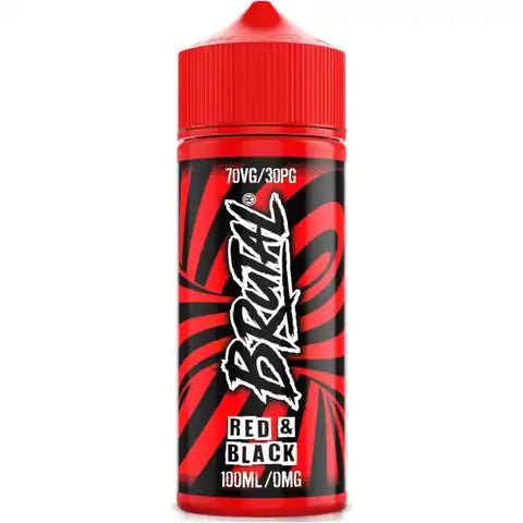 Just Juice BRUTAL 100ml Shortfill E-Liquids Red & Black On White Background